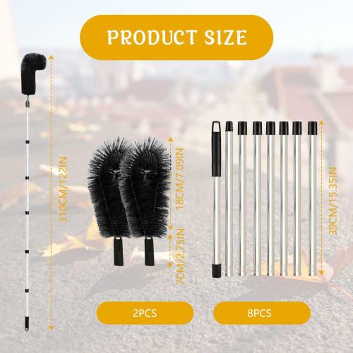 10.1ft Gutter Cleaning Brush, Gutter Cleaning Tool, Roofing Guard Cleaner Tool with Telescoping Extension Pole, Easily Remove Leaves and Debris from t