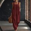 2026 European Spring/Summer Casual Women's Jumpsuit with Pockets - Comfortable, Loose, Solid Color & Strappy Design