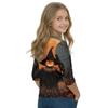Kids Halloween Three-Quarter Sleeve Round Neck T-Shirt with Pumpkin Witch Print Casual Daily Wear