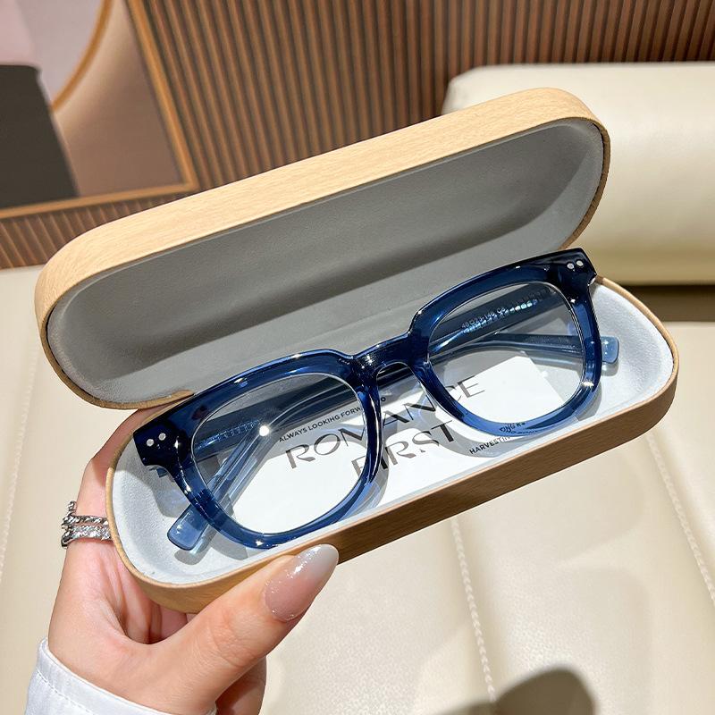 Vintage Large Frame Plain Glasses Fashionable Square Frames Premium Feeling Simple HD Anti-Blue Light Glasses Eye Protection