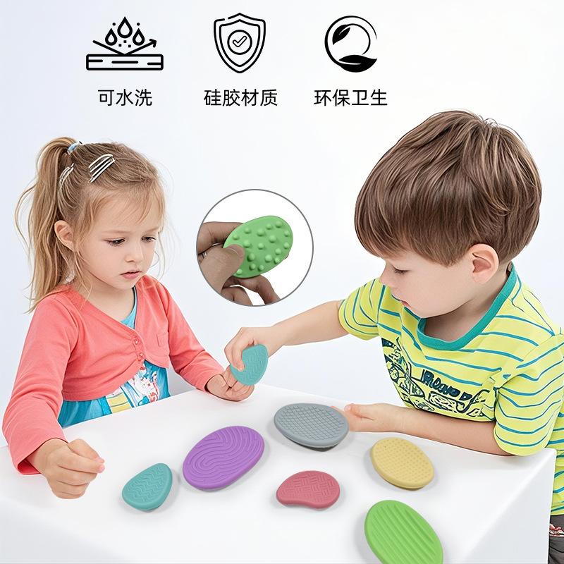 6 Stück sensorische Steine texturierte Fidget Spielzeuge Kinder beruhigende weiche Sorgensteine für Autismus ADHS Jugendliche Angst Stressabbau Spielzeug