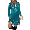 Women's Fashion Casual Dress With Pockets, Decorative Buttons, Christmas Prints, Round Neck And Long Sleeves