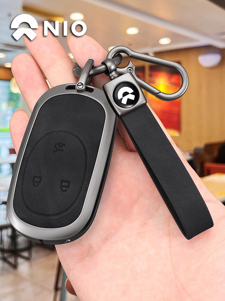Genuine Leather Car Key Case for Nio ET5, ES6, ET5T, ET7, ES8, EC6, ES7, EC7 (2023 Model)