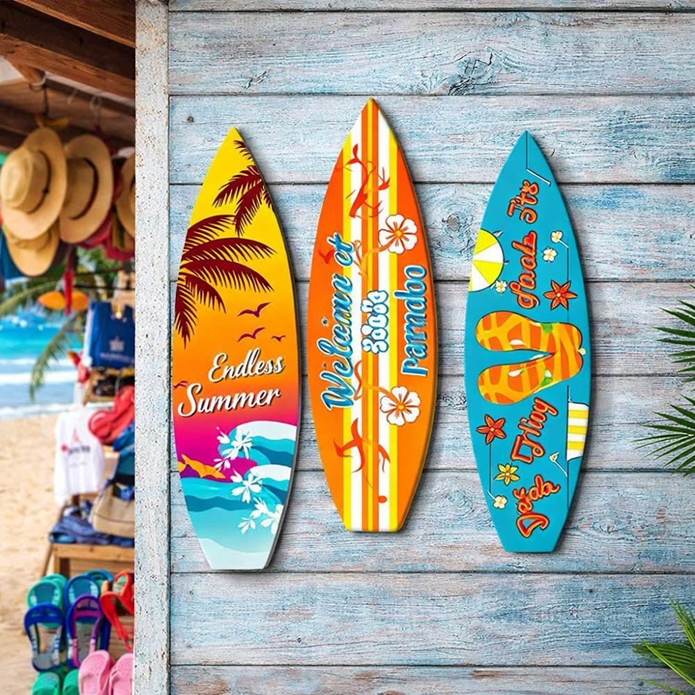 Retro Beach Surfboard Decor Summer Beach Themed Wooden Surfboard Sign  Outdoor Wall Art