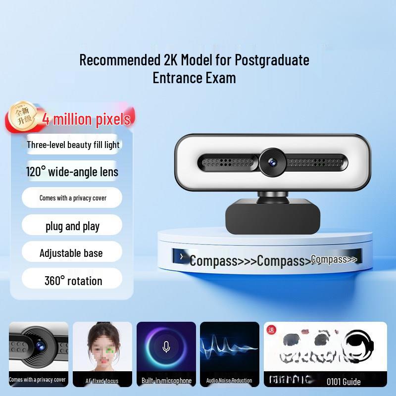 HD Webcam with Microphone & Privacy Cover for Online Classes, Laptops, Desktops, and Beauty Applications