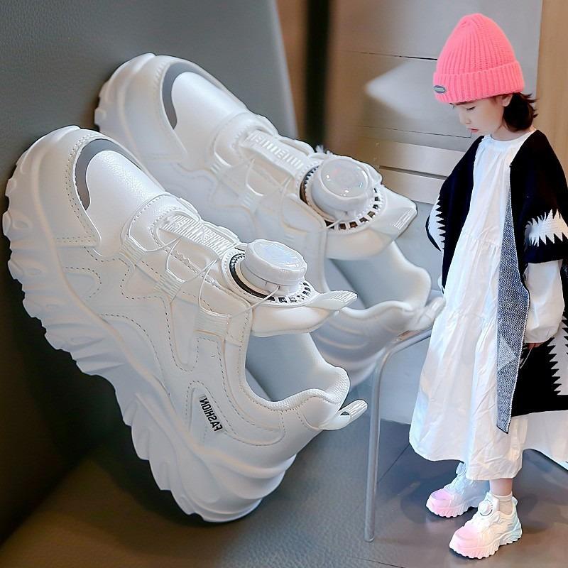 Dívčí boty Nové letní dětské boty s otočným knoflíkem Prodyšné síťované tenisky Pro velké dítě Tátovy boty