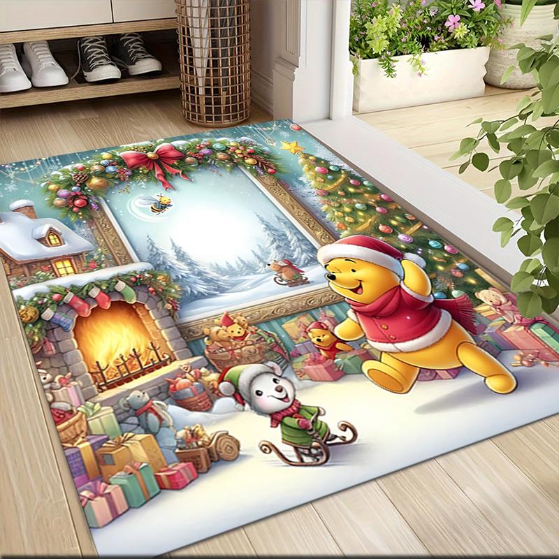 Christmas Winnie Pooh Carpet Rug Soft Washable Anti Slip Home Living Room Sofa Mats Personalized Christmas Rug