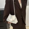 Pure Color Faux Leather Shoulder Bag Women's Summer New Style Underarm Chain Crossbody Bag Soft Square Shape Polyester Lining KTB