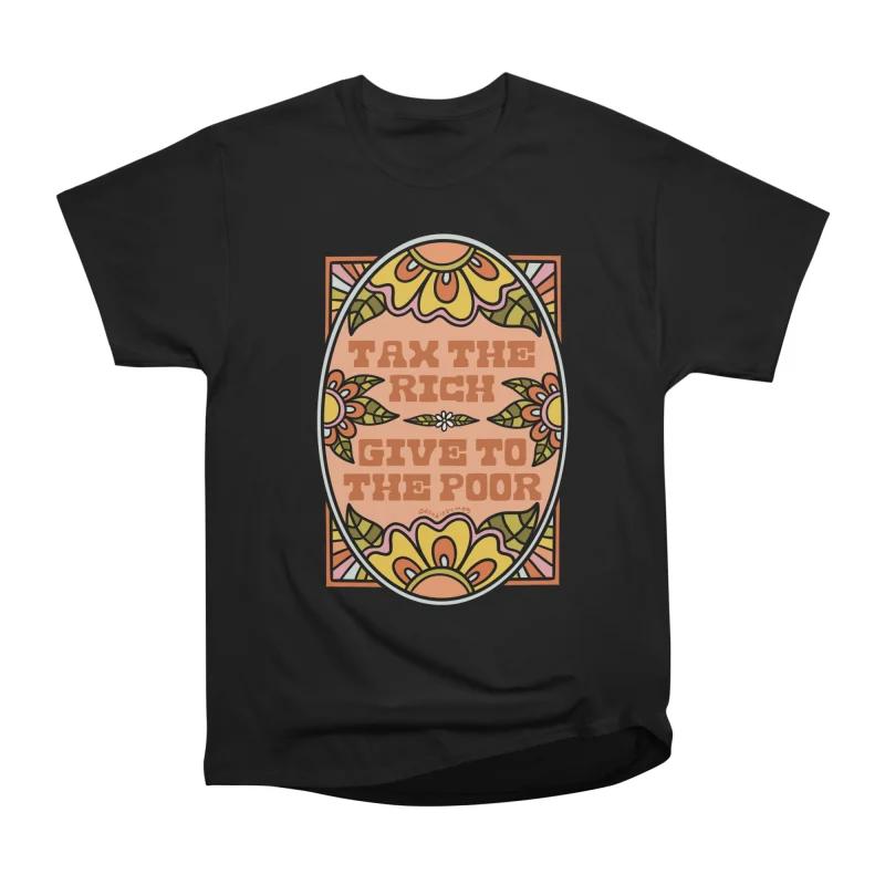 

Men Casual Shirts Short Sleeves TAX THE RICH Black Tees Oversized T-shirts XXXL чорний