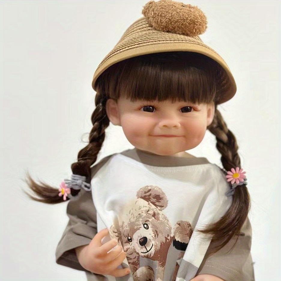 BZDOLL Lifelike 55cm 22inch Smiling Girl Reborn Baby Doll with Full Soft Vinyl Body, Newborn Princess Toddler Bebe Toy for Kids Birthday Gifts