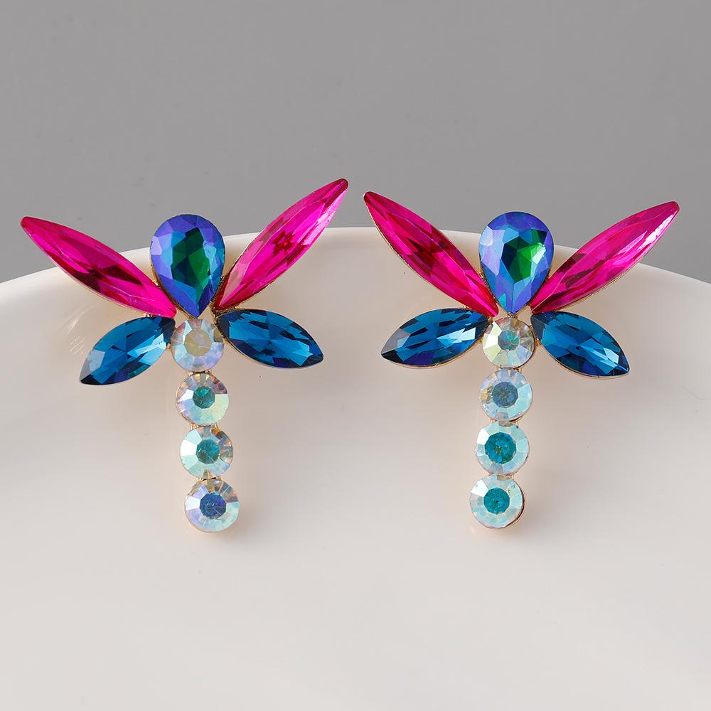 

Серьги-стрекозы из цветного сплава с бриллиантами серии Insect, модные серьги для женщин, ювелирные изделия, подарки, аксессуары для вечеринок фиолетовый