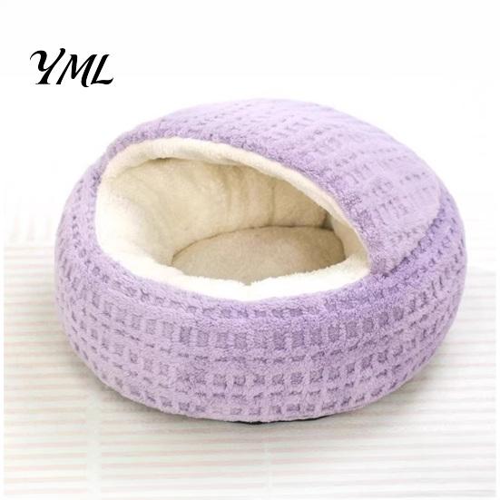 Warm Plush Bed for Kittens Large Cats Covered Cat Bed, Semi Enclosed Cave Hooded Self Warming with Non-Slip Bottom Indoor Small Medium Hideout