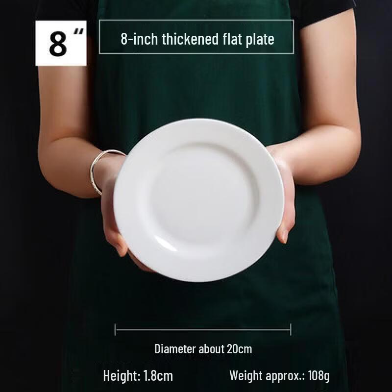 A5 Melamine 8-inch Flat Dining Plate (10-Pack)