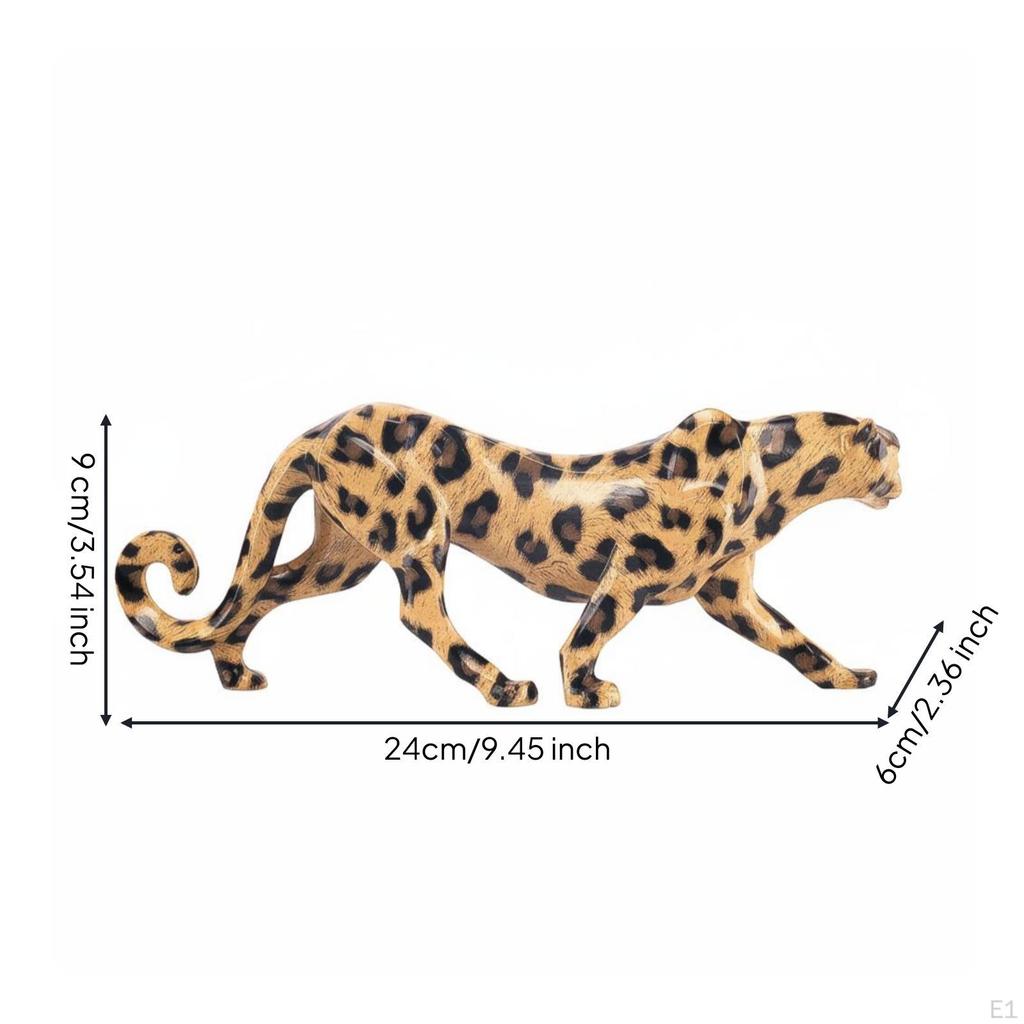Decorative Leopard Figurine Handmanually Colored Feline Statue Textured Finish Animal