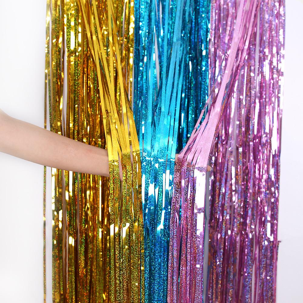By Gorgeous 1m 2m Shiny Laser Rain Curtain For Creative Birthday And Decorations Event