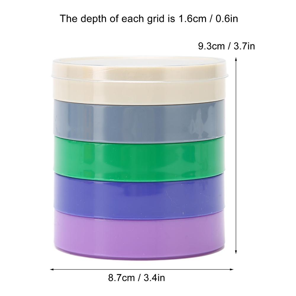 5 Layer Design Watch Parts Storage Box Colorful Compartments Round Shape Watch Tools Storage Box Portable Case Plastic Material