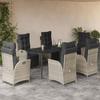 VidaXL 7-Piece Garden Dining Set with Cushions, Table and Chairs with Adjustable Backrest, Outdoor Furniture, 3213466