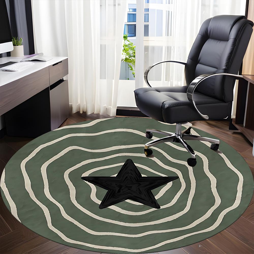 1pc Star Pattern Office Round Area Rug, Indoor Mat Suitable ForOffice, Under Office Chairs Bedroom Living Room Home Decor, Room Deco D008