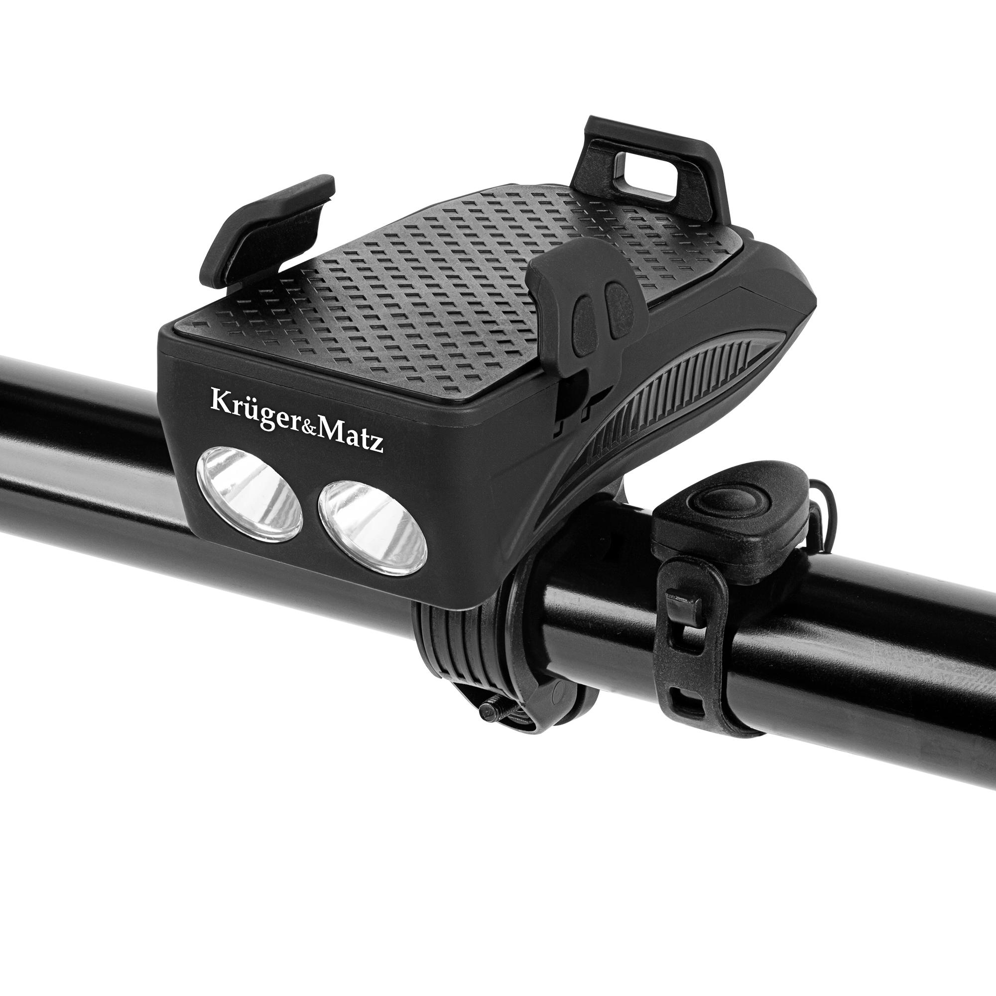 Kruger&Matz XT 50 bike mount for phone, power bank, flashlight, and bell