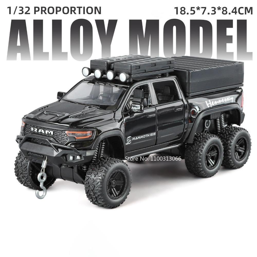 1:32 RAM Mammoth G63 6x6 Autos Spielzeug Legierungsmodelle Diecasting Türen geöffnet Miniatur Wohnwagen Licht Musik Fahrzeuge Jungen Weihnachtsspielzeug