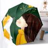 1pc Cat Friendship Automatic Folding Umbrella - Compact 8-Rib Design, Durable Plastic & Iron, Lightweight for Outdoor Daily Use048