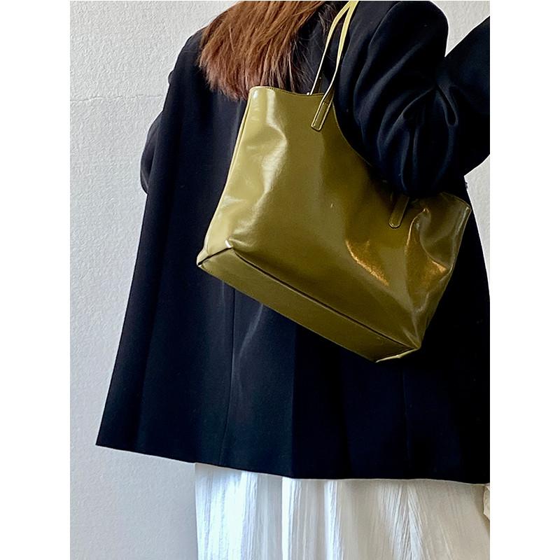 IELGY Ladies Tote Bag Korean Version Green Retro Commuter Large-Capacity One-Shoulder Portable