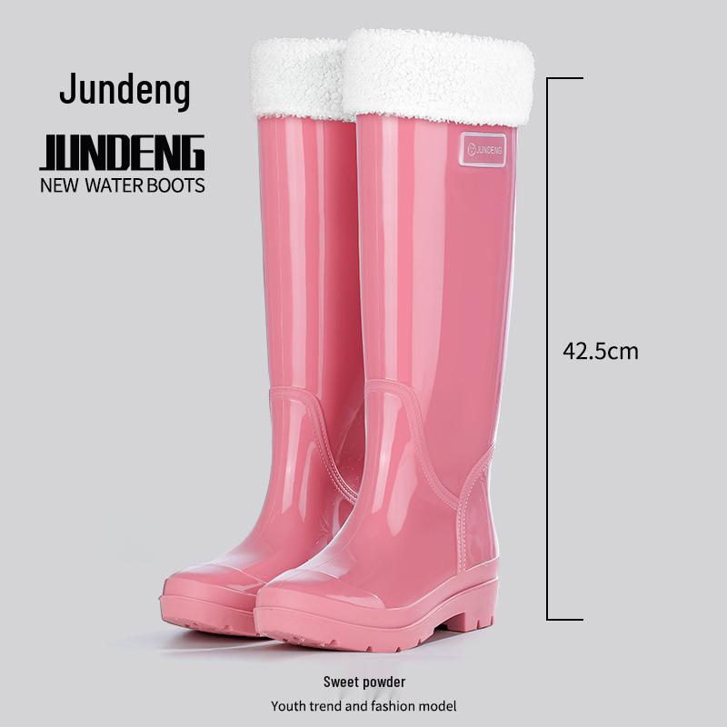 Женские 42 см Очень Высокие Нескользящие Утолщенные Водонепроницаемые Резиновые Сапоги для Путешествий, Уборки Столовой и Модной Носки