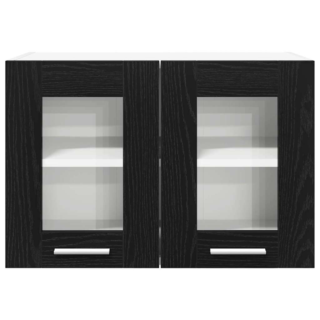 Wall Mounted Cabinet with Door 2 Pcs Black Oak Effect 60 X 31 X 40 Cm