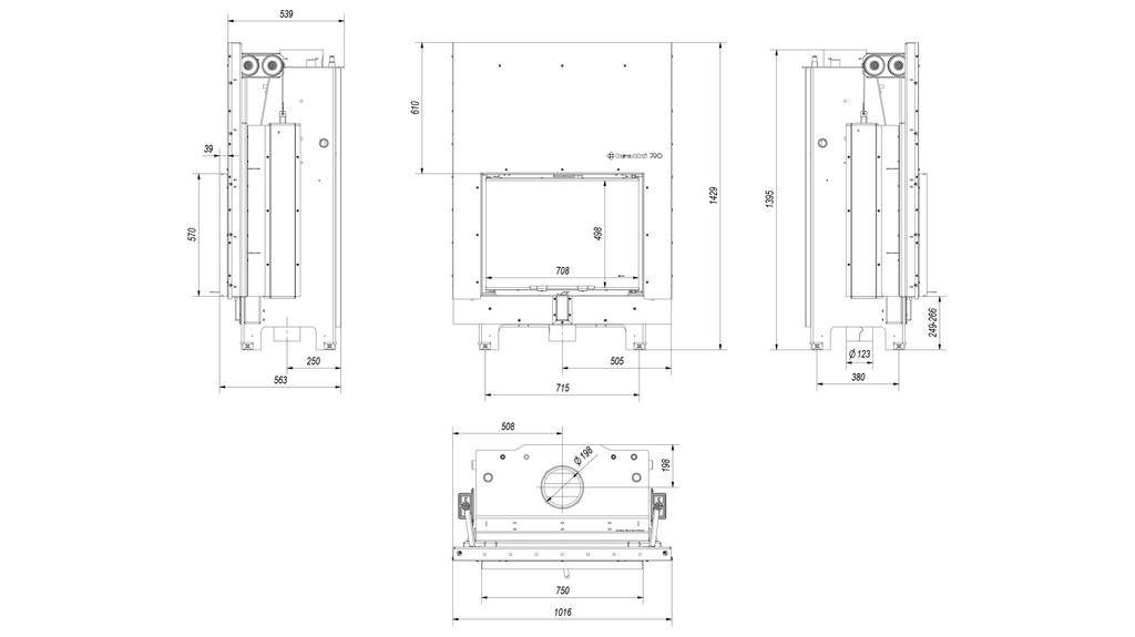 Water heating fireplace KRATKI MBA 17 kW Ø 200 lift-up black thermotec lining