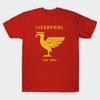 Men Black Print T-shirt Liverpool Liverbird Retro Vintage Big Gold No-Cut Transfer Paper Print Cotton Tshirt