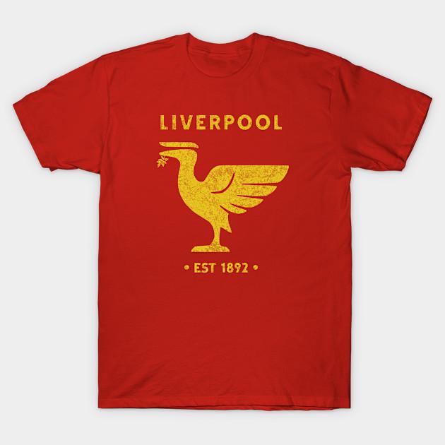 

Men Black Print T-shirt Liverpool Liverbird Retro Vintage Big Gold No-Cut Transfer Paper Print Cotton Tshirt M червоний