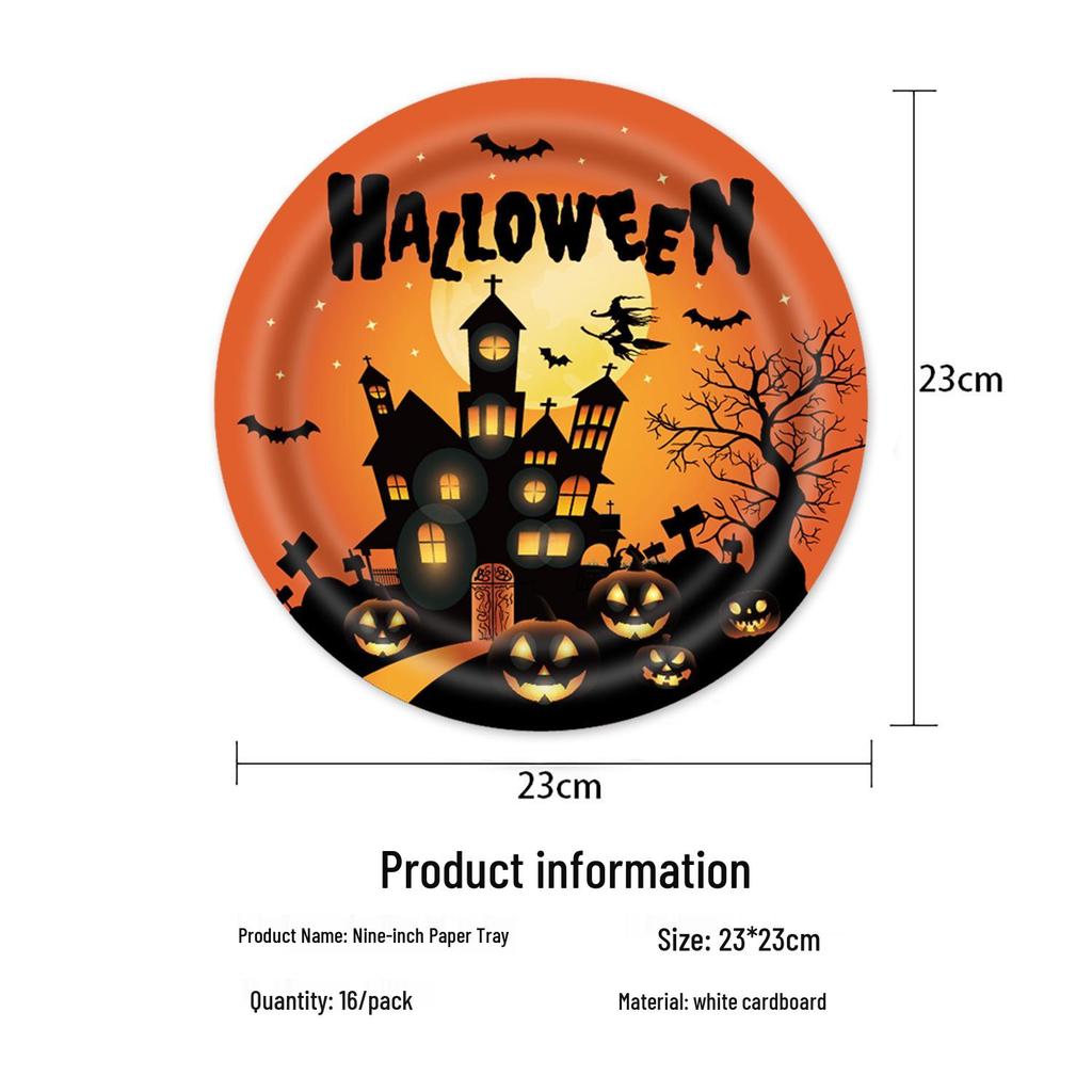 Halloween Party Tableware Set: Plates, Banner, Balloons & Tablecloth