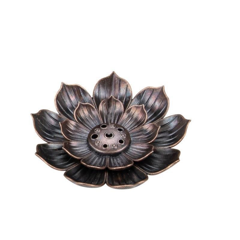 Pinecone Lotus Gourd Incense Holder & Tray - Sandalwood Decor Metal Handicraft