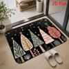 Cute Folk Xmas Doormat Colorful Stylized Pine Tree Berry Snowflake Pattern for Entryway Household Interior Floor Home Decoration