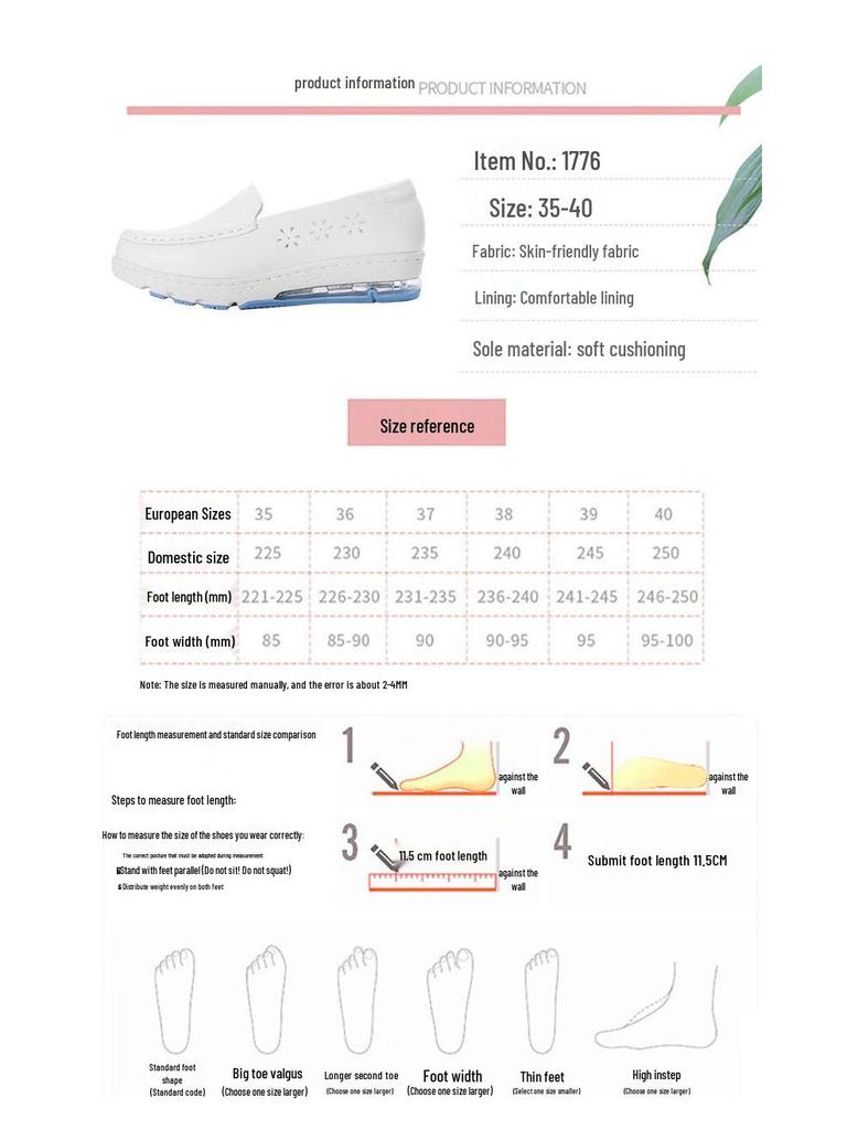 Bo Zong Dame B-1776 Pustende Lær Sykepleiersko