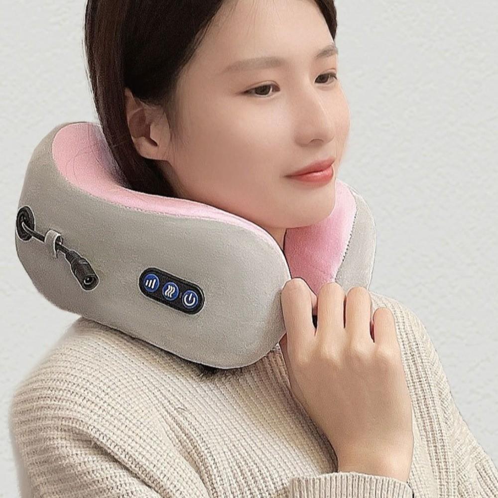 Heating Function U Shaped Neck Massage Pillow Cervical Shoulder Massager  Car Travel