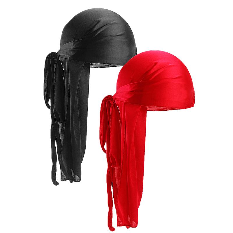 2 pcs Silky Satin Durags for Men Designer Long Tail Beanies Doo Rags Caps Du-rags for Women Silk Satin Tie Do Rags Cap for Waves