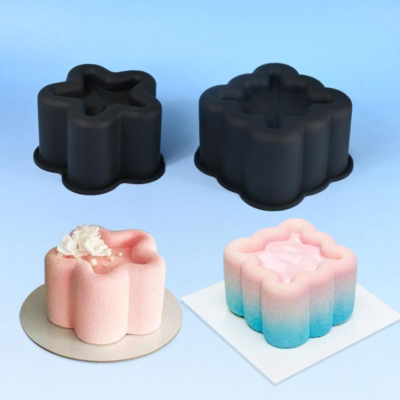 Silicone Mousse Cake Mold Flower Heart Star Shape Kitchen Baking Pudding Cup Chocolate Making Wedding Party Cake Dessert Mold