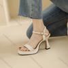 Fashion Comemore 2025 Summer New Women's High Heels Sandals Fashion Sweet Style Sexy Thick Heeled Peep Toe Beige Black Sandales Femmes