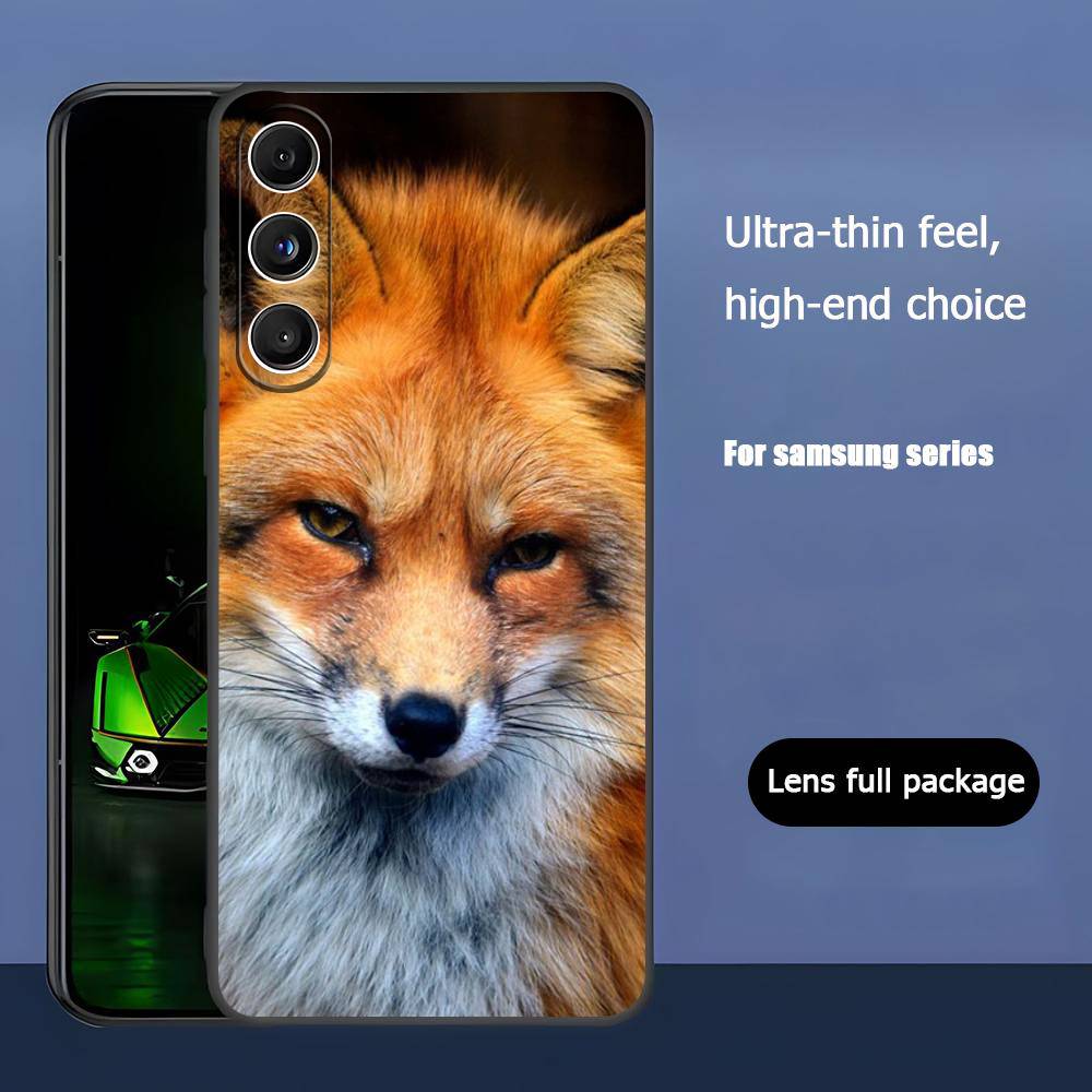 Animal Fox Luxury Black Phone Case For Samsung Galaxy S23 S24 S25 Ultra S22 Plus S21