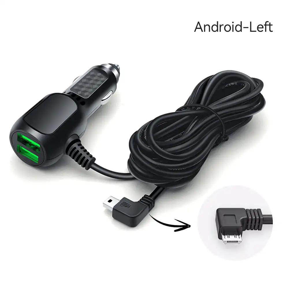 Dual Mini USB Car Charger Micro USB Lighter Cable 11.5ft Power Cord Supply Socket Charger For DVR Dash Camera GPS Video Recorder