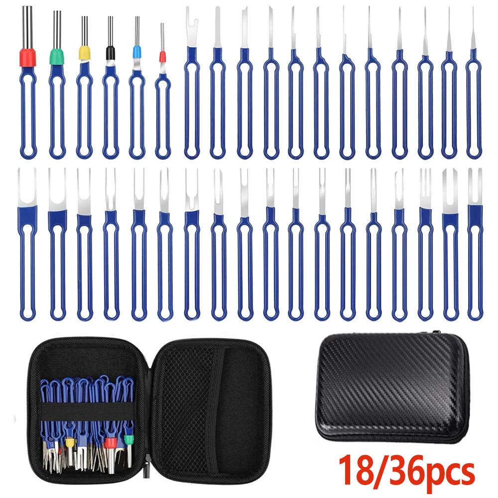 

18/36 шт. Профессиональный набор инструментов для снятия автомобильных клемм, инструмент для извлечения пинов электрических разъемов, инструменты для ремонта автомобилей 18 Pcs