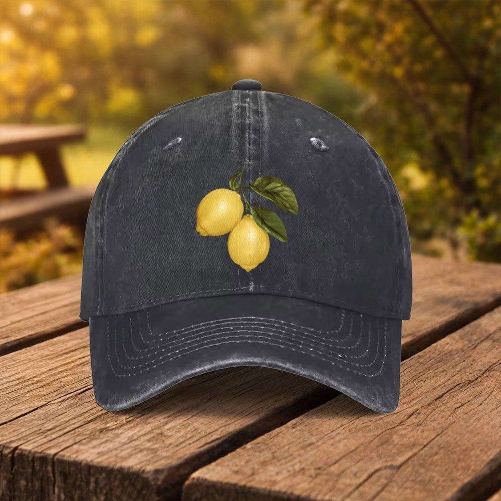 Yellow Lemon Print Baseball Cap Unisex Fashion Duckbill Hat Suitable for Outdoor Sports Fitness Travel And Outings MultiColo