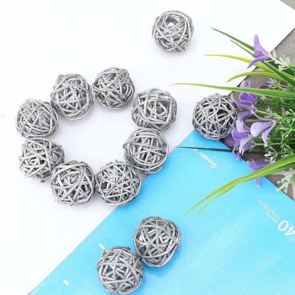 20Pcs Rattan Balls for Garden Wedding Party Christmas Decoration(Silver)