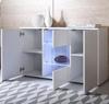 Buffet Sideboard 3 Doors 2 Shelves LED Display Cabinet | 120 X 72 X 40 Cm | Color White Gloss Finish | Storage | LUKE A2