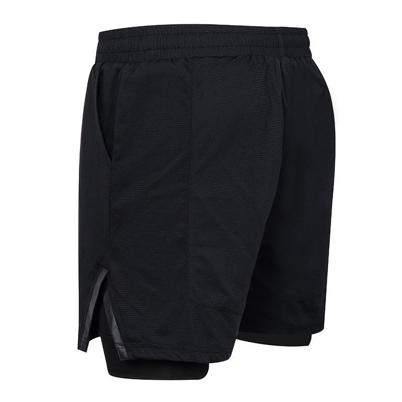 

Men 2 In 1 Quick Dry Athletic Shorts Elastic Waist Drawstring With Liner S чёрный