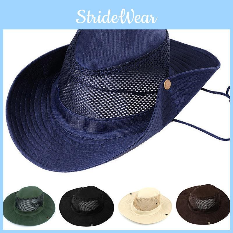 Breathable Men Outdoor Folding Adjustable Mesh Sun Protection Bucket Hat