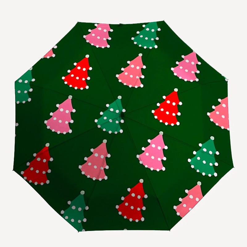 1pc Christmas Trees Open/Close Folding Umbrella, All- Portable Umbrella for & Men, Stylish Accessory (Holiday Gift) 8-Rib yy251213182