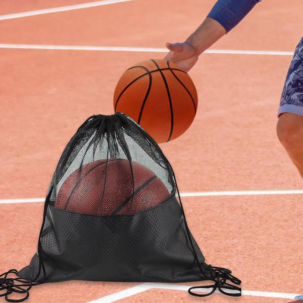Basketball Mesh Bag Drawstring Backpack Oxford Cloth for Football Soccer
