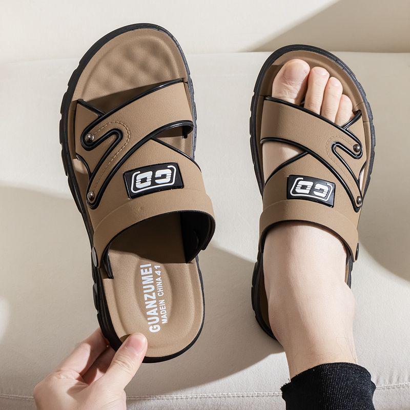 2025 Men's Leather Dual-Use Non-Slip Summer Beach Sandals & Slippers